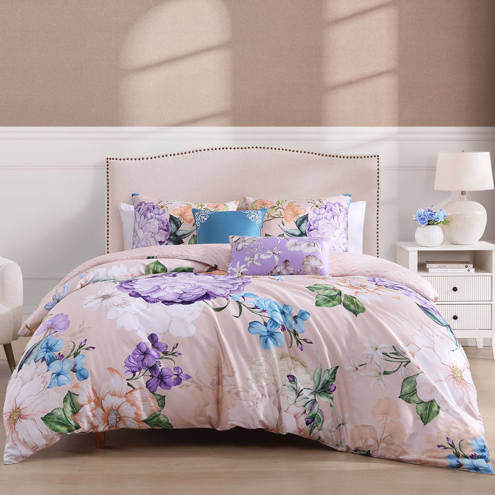 Bebejan Bright Bouquet 100% Cotton Sateen 5 Piece Reversible Comforter Set