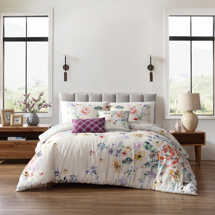 Bebejan Floral Garden 100% Cotton Sateen 5 Piece Reversible Comforter Set