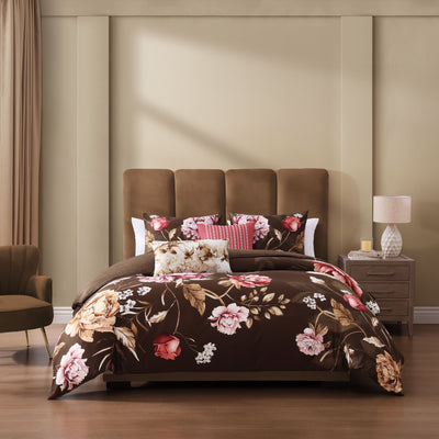 Bebejan Floral Garden on Mocha 5 Piece Reversible Comforter Set Comforter Sets By Bebejan®