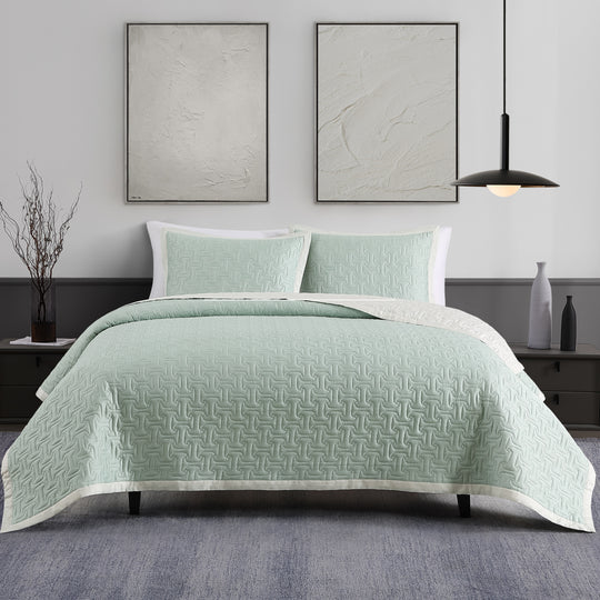 Bebejan 3 Piece Textured Quilted Coverlet Set