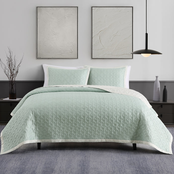 Bebejan 3 Piece Textured Quilted Coverlet Set