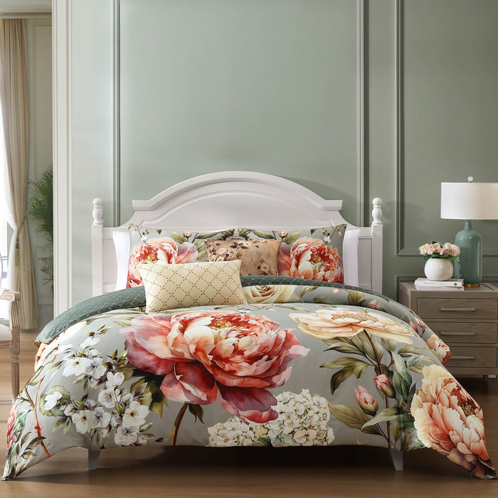 Bebejan Whispering Willows 100% Cotton Sateen 5 Piece Reversible Comforter Set