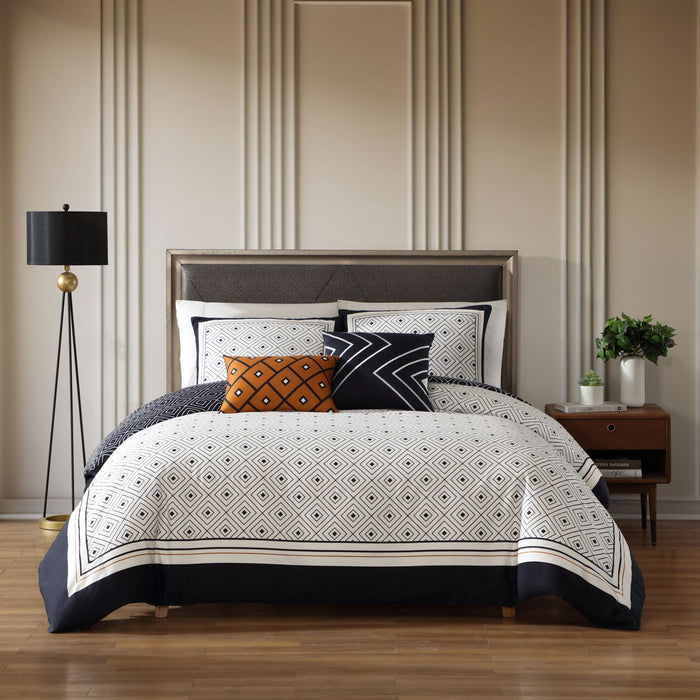 Bebejan Geometric Black & White 5 Piece Reversible Comforter Set