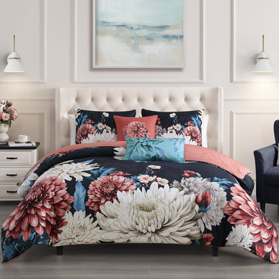 Bebejan Navy Mums 5 Piece Reversible Comforter Set Comforter Sets By Bebejan®