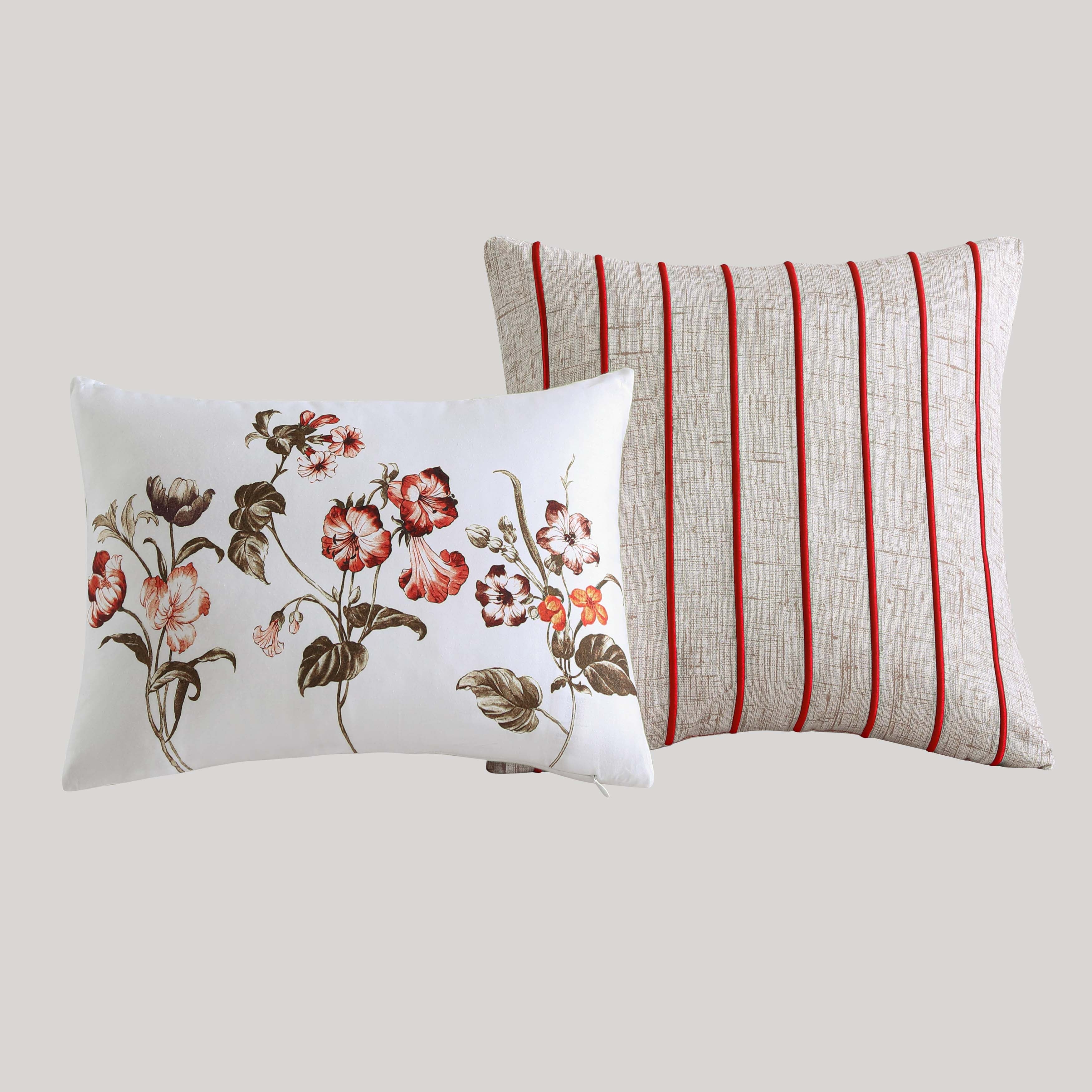 Bebejan Red Floral Vine 100% Cotton 230 Thread Count 5-Piece Reversible Comforter Set Comforter Sets By Bebejan®