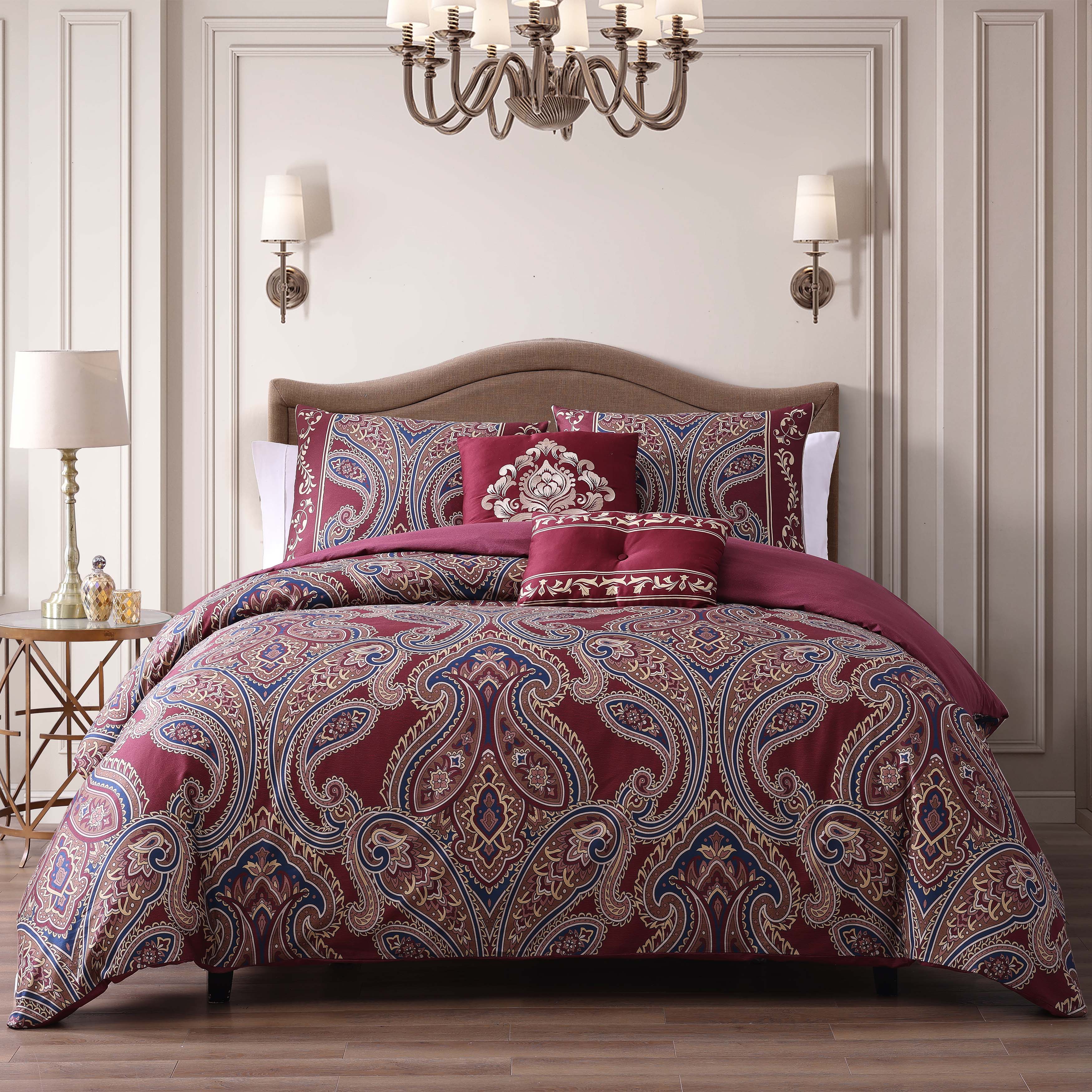 Bebejan Rossana 100% Cotton Sateen 5-Piece Reversible Comforter Set Comforter Sets By Bebejan